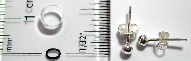 Mini pearl bead design stud earring in solid 925. sterling silver setting        