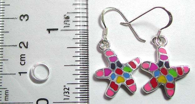 Sterling silver earring with multi assorted color mini stone embedded star