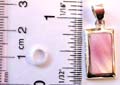 Sterling silver pendant with rectangular pinkish mother of pearl seashell inlaid