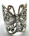 Sterlin silver ring in carved-out butterfly pattern design