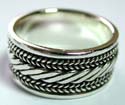 Wide band figure ring made in 925. sterling silver in carved-in mini rope shape pattern design