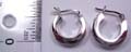 Hoop earring in solid 925. sterling silver setting with C shape pattern design