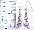 Sterling silver earring in geometrical design with carved-out floral pattern decor 