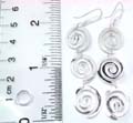 Sterling silver earring with silver sand decor triple spiral pattern decor, fish hook back
