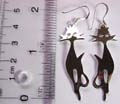 Sterling silver earring in carved-out cat figure design with fish hook back for convenience closure