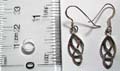 Sterling silver earring in Celtic double twist loop pattern design, fish hook back 
