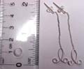 Sterling silver stud earring with long chain holding a twisted pattern on bottom
