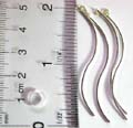 Sterling silver ear hanger with mini chain holding a flat long wave strip on each end