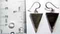 Sterling silver earring with triangular genuine seashell stone inalid, fish hook back for conveniece closure