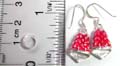 Sterling silver earring with enamel red color and mini flower decor, fish hook back 