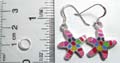 Sterling silver earring with multi assorted color mini stone embedded star pattern design, fish hook back