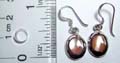 Sterling silver earring with an oval shape orange color genuine seashell inlaid