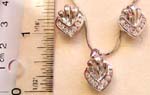 Fashion jewelry set, snake chain necklace with multi mini clear cz embedded floral heart love pednat and same design stud earring