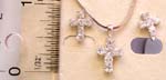 Fashion jewelry set, snake chain necklace with multi mini clear cz cross pendant with same design stud earring for match up