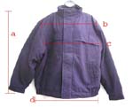 Fashion man's winter coat in navy or dk stone color; short; double button high neck collar; hidden zipper front closure
