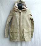 Muddy unisex coat with hat; hidden button zipper front closure; two large hip pockets