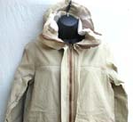 Muddy unisex coat with hat; hidden button zipper front closure; two large hip pockets