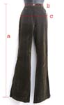 Boot cut natural rise green lady's long pant; button zipper front closure