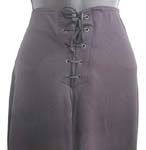 Straight leg natural rise black lady's long pant; 2" elastic waist inner lining; drawstring front closure