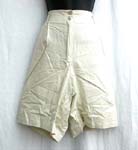 White or dark blue natural rise cotton short pant; double button with zipper front closure