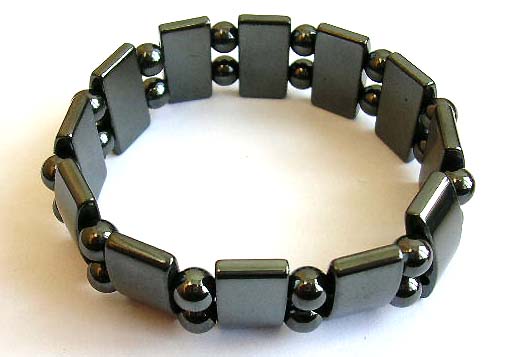 wholesale magnetic healing jewelry - hematite bracelet with multi magnetic hematite rectangular flat beads and double round beads 