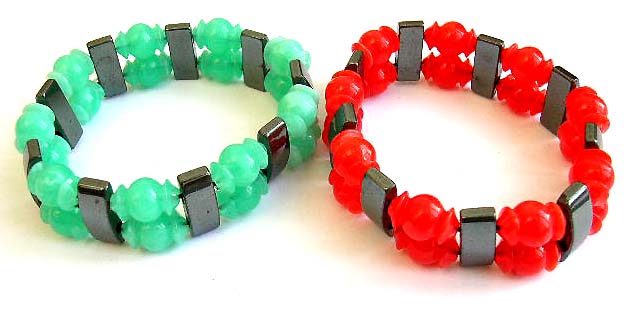 wholesale hematite beaded bracelet with color agate stone, non-magnetic hematite jewelry     