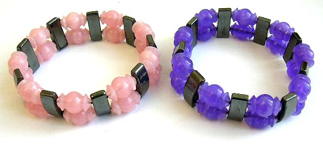 wholesale hematite beaded bracelet with color agate stone, non-magnetic hematite jewelry     