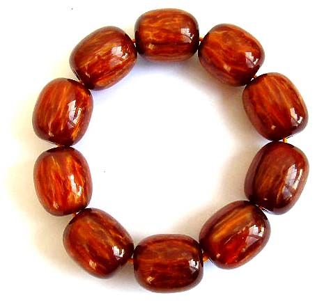 Fashion stretchy bracelet with multi large brown wax beads
