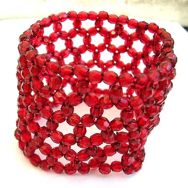 Multi red facet beads forming fashion wide band stretchy bracelet          


 
 
