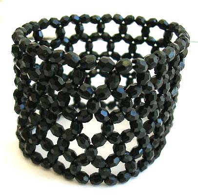 Multi black facet beads forming fashion wide band stretchy bracelet          


 
 

