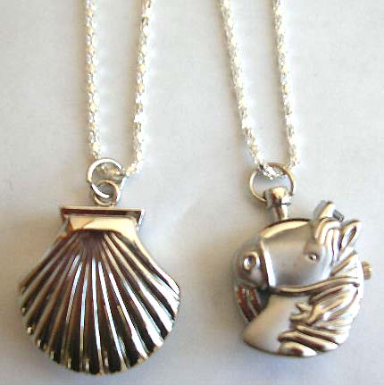 Fashion necklace watch, chain necklace with shell or horse head design watch pendant