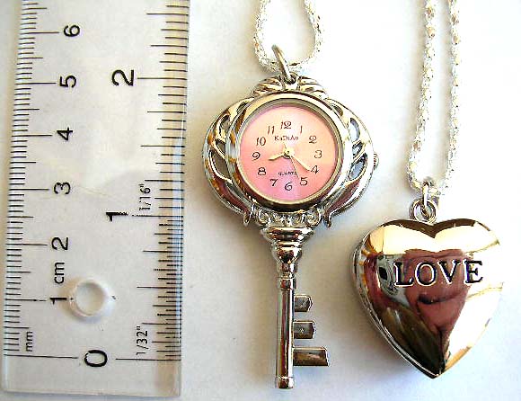 necklace watch wholesaler supplier supply key watch necklace and heart love watch jewelry necklace