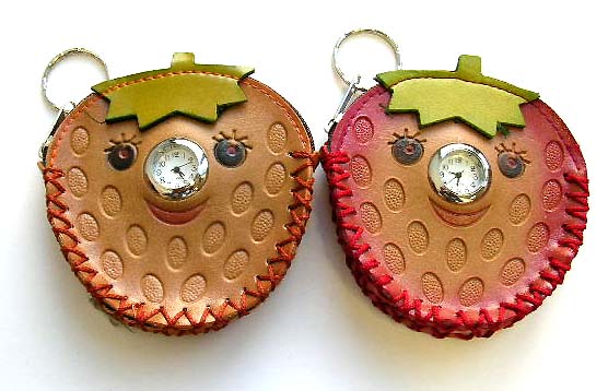 Fashion key chain purse watch in apple or heart love pattern design