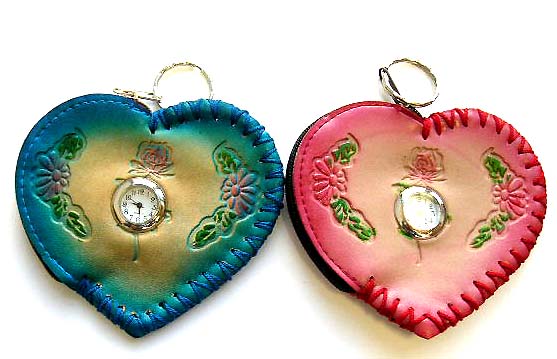 Fashion key chain purse watch in apple or heart love pattern design