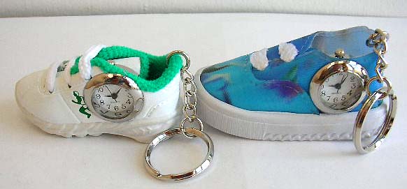 Fashion key chain watch in assorted shoes pattern design