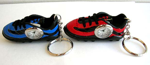 Fashion key chain watch in assorted running shoe pattern design