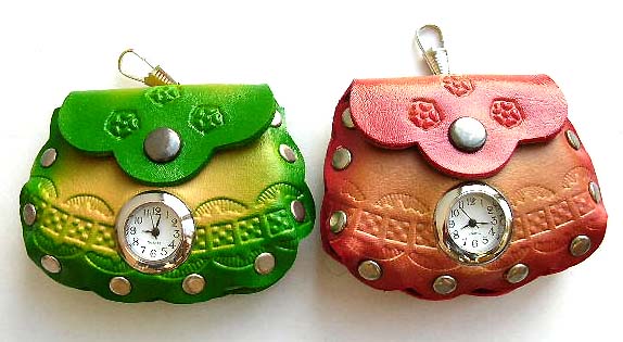 Fashion purse watch with button for convenience closure, can be clip on bell