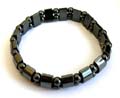 Hematite stretchy bracelet with multi hematite curve beads and double pearl beads inlaid, same design as BHEM-303, smaller beads