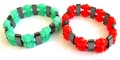 Multi non-magnetic hematite curve beads and double color arylic beads forming fashion hematite stretchy bracelet, assorted color randomly pick 