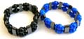 Multi non-magnetic hematite curve beads and double color arylic beads forming fashion hematite stretchy bracelet, assorted color randomly pick 
