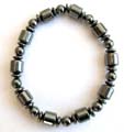 Multi short cylinder shape, pearl and flat disk beads forming fashion hematite stretchy bracelet