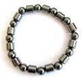 Hematite stretchy bracelet with multi short cylinder shape and pearl shape hematite beads inlaid 