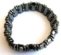 Fashion hematite stretchy bracelet with multi hematite curve beads and quadrat flat disk beads inlaid 