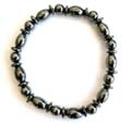 Hematite stretchy bracelet with multi flat disk, pearl and olive shape hematite beads inlaid