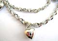 Fashion anklet in double twisted chain design with multi heart love pattern decor