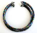 Fashion bracelet bangle in multi black beaded string design