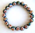 Multi rounded blue handmade enamel cloisonne   flower beadeds forming fashion stretchy bracelet 