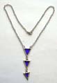 Fashion chain necklace with chain-in triple purple color triangle pendant at center