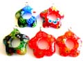 Fashion pendant in central carved-out flower shape design with handmade Millefiori flower ( thousand of flower ) glass , assorted color randomly pick 