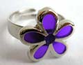Fashion ring with enamel color daisy flower pattern decor at center, 36 pieces per tray, assorted color and size randomly pick 